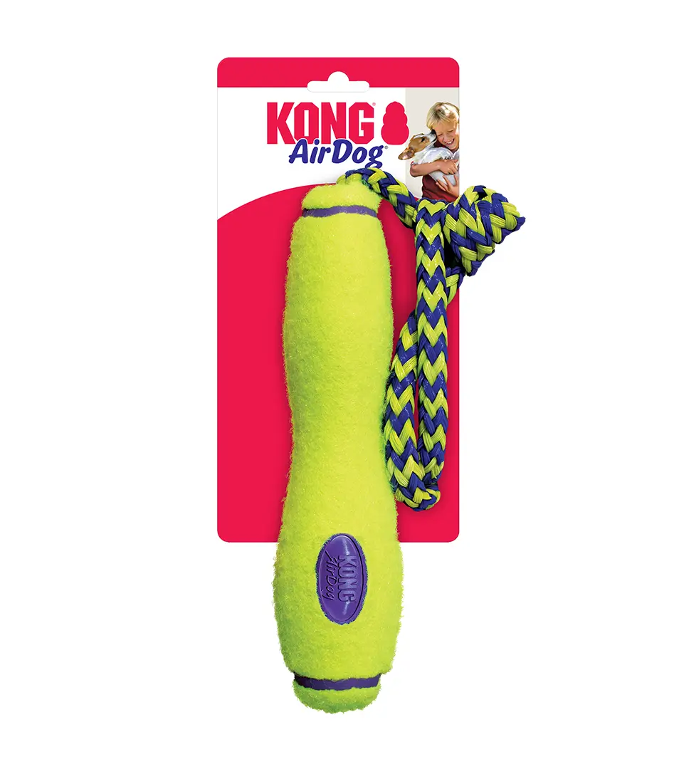 Hračka Kong Dog Airdog Tyč s lanom, aportovacia, pískacia tenis, guma vulkanizovaná, L