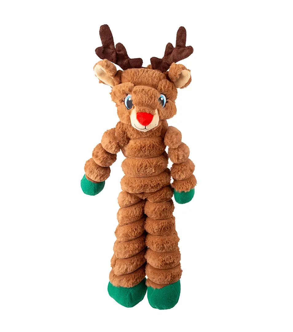 Hračka Kong Dog Holiday Sherps™ Crumples Reindeer s pískatkom, polyester,hnedá  XL