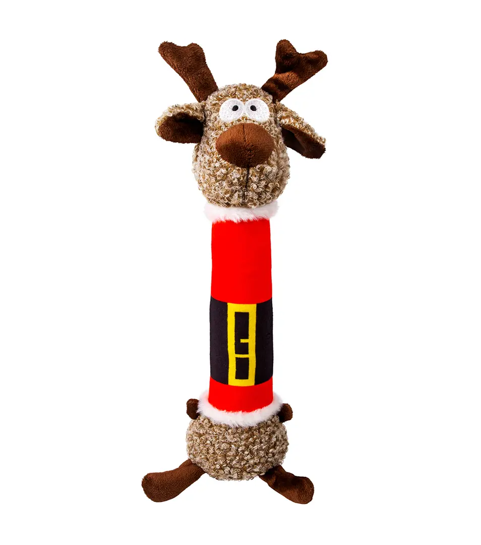 Hračka Kong Dog Holiday Sherps™ Reindeer s pískatkom, polyester,černená M