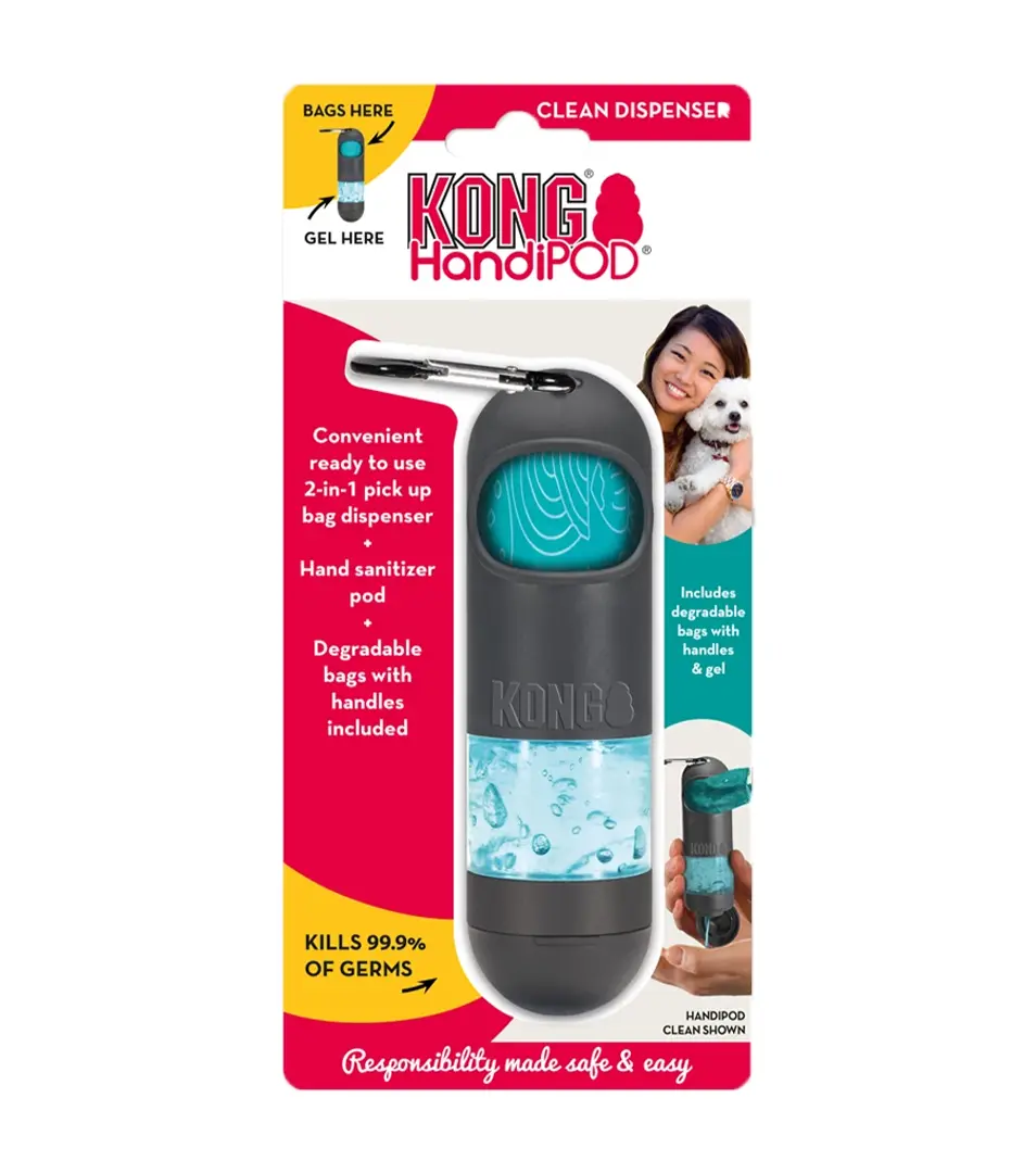 Zásobník na sáčky na exkrementy s antibakteriálnym dezinfekčným gélom na ruky KONG HandiPOD Clean Dispenser