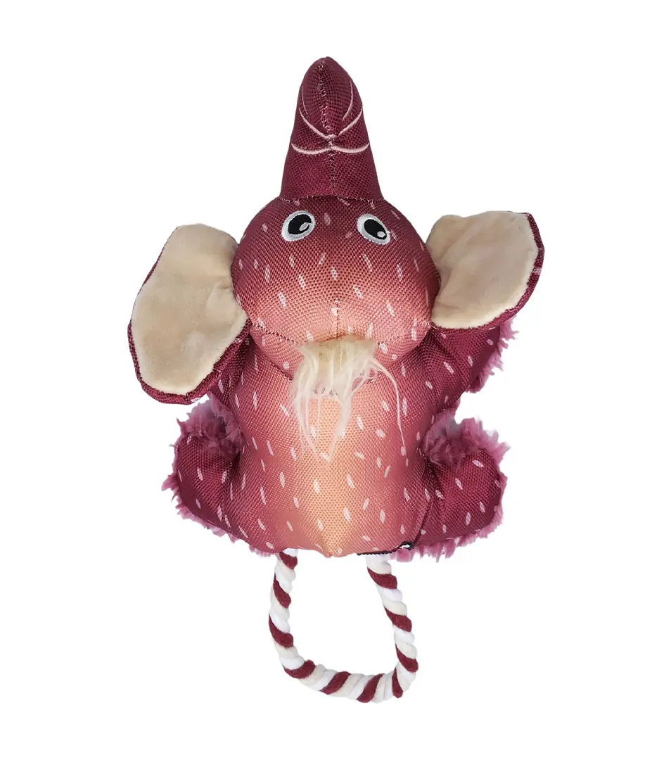 Hračka Kong Dog Cozzie Tugg Slon, pískajúci, fialový, polyester, M/L