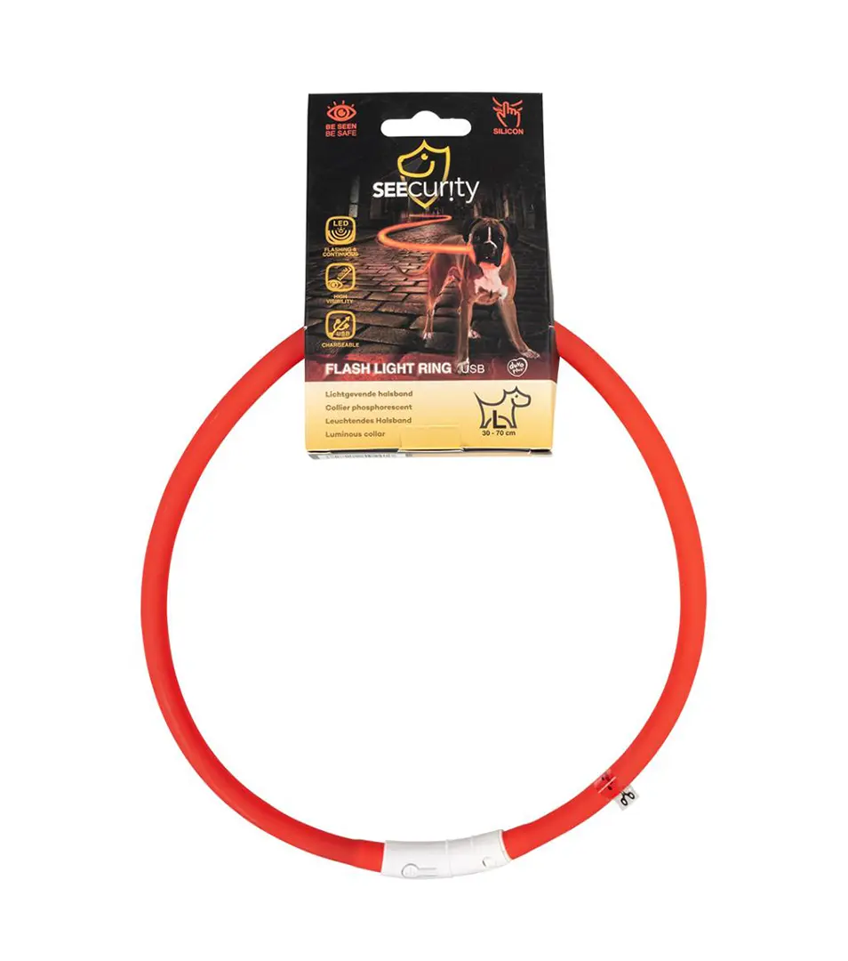 Obojok DUVO+ LED Svietiaci dog červený silikónový 70 cm