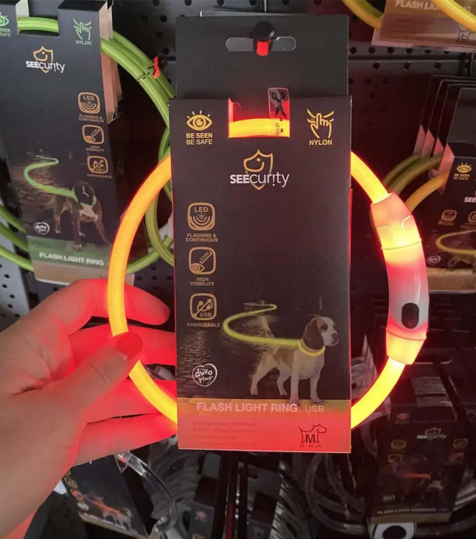 Obojok DUVO+ LED Svietiaci dog žltý nylonový 30-45 cm