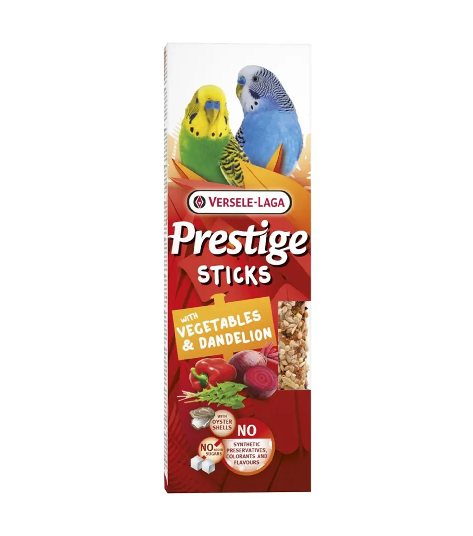 Pamlsok VL Prestige Sticks Small Parakeets with Vegetables & Dandelion 2 ks - tyčinka pre andulky so zeleninou a púpavou 60 g