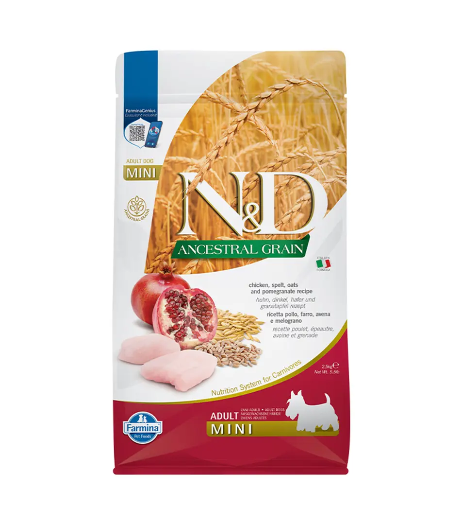 Farmina N&D dog AG adult mini, chicken, spelt, oats & pomegranate 2,5 kg