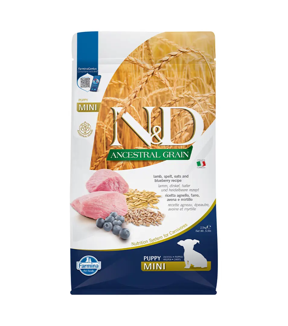 Farmina N&D dog AG puppy mini, lamb, spelt, oats & blueberry 2,5 kg