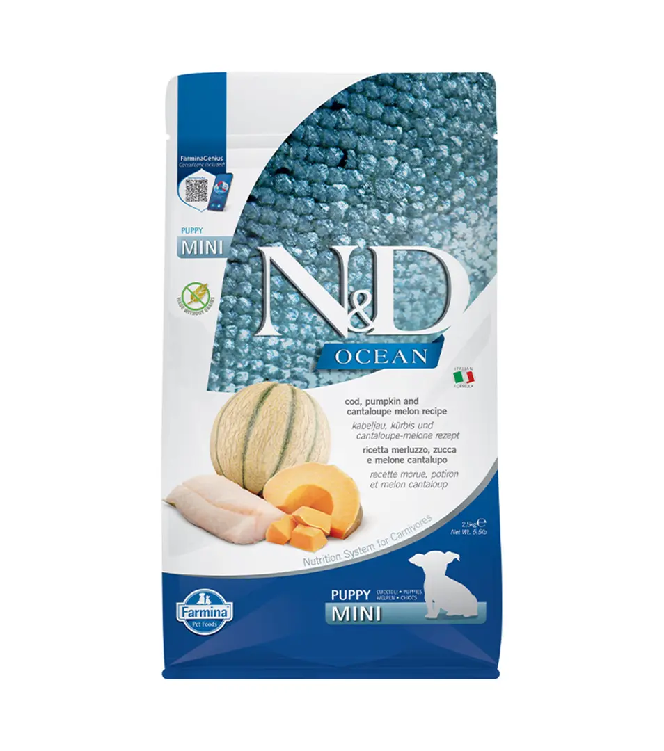 Farmina N&D dog OCEAN PUMPKIN (GF) puppy mini, cod & cantaloupe melon 2,5 kg