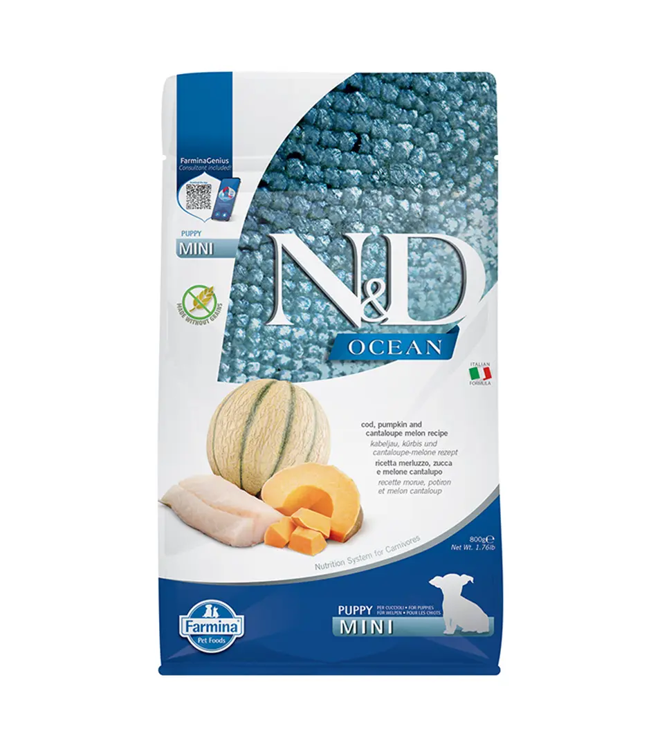 Farmina N&D dog OCEAN PUMPKIN (GF) puppy mini, cod & cantaloupe melon 0,8 kg