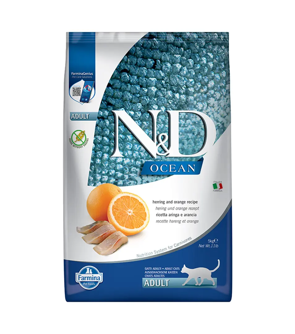 Farmina N&D cat OCEAN (GF) adult, herring & orange 5 kg