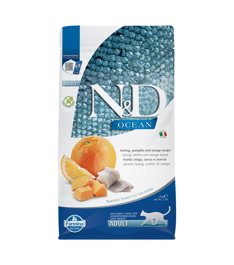 Farmina N&D cat OCEAN PUMPKIN (GF) adult, herring & orange 1,5 kg