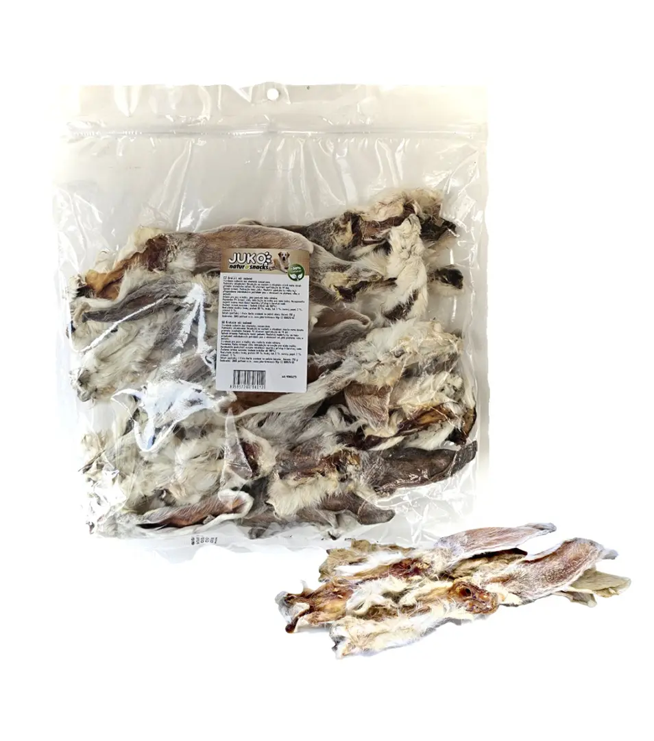 Sušené králičie uši so srsťou, balenie 250 g