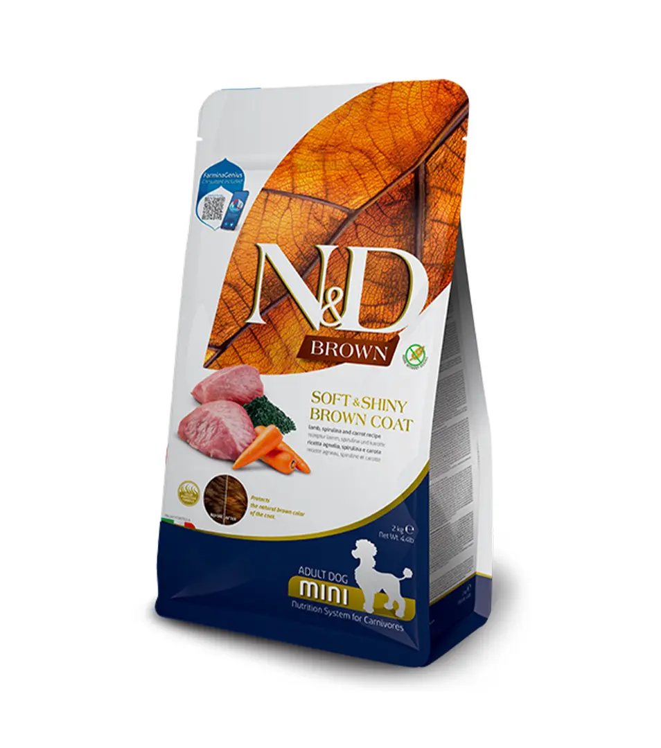 Farmina N&D dog BROWN (GF) adult mini, spirulina & carrot, lamb 2 kg
