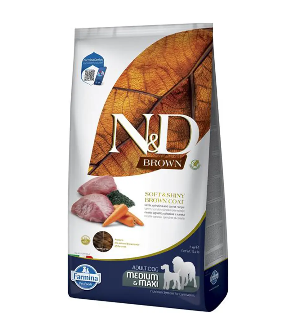 Farmina N&D dog BROWN (GF) adult med/max, spirulina & carrot, lamb 7 kg