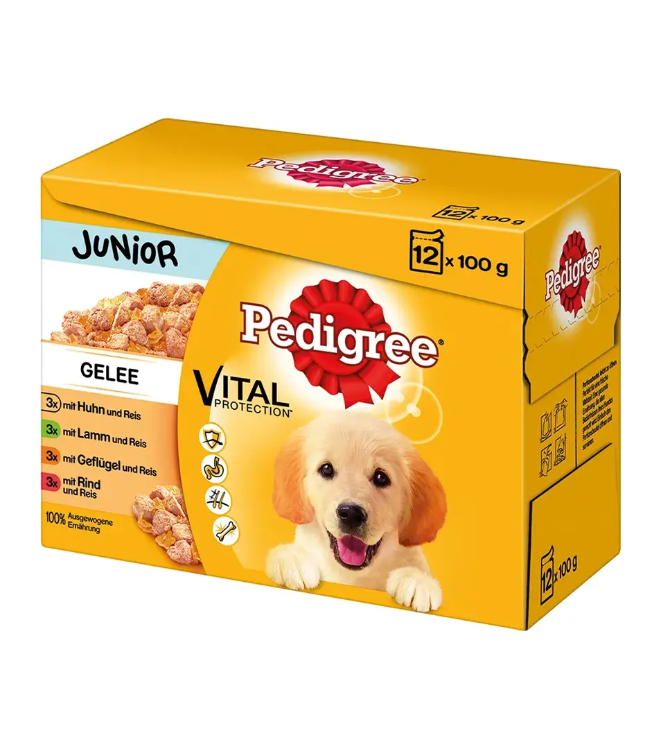 Mars PEDIGREE kapsička dog JUNIOR kuracie & jahňacie & hydinové & hovädzie s ryžou v želé 12 x 100 g