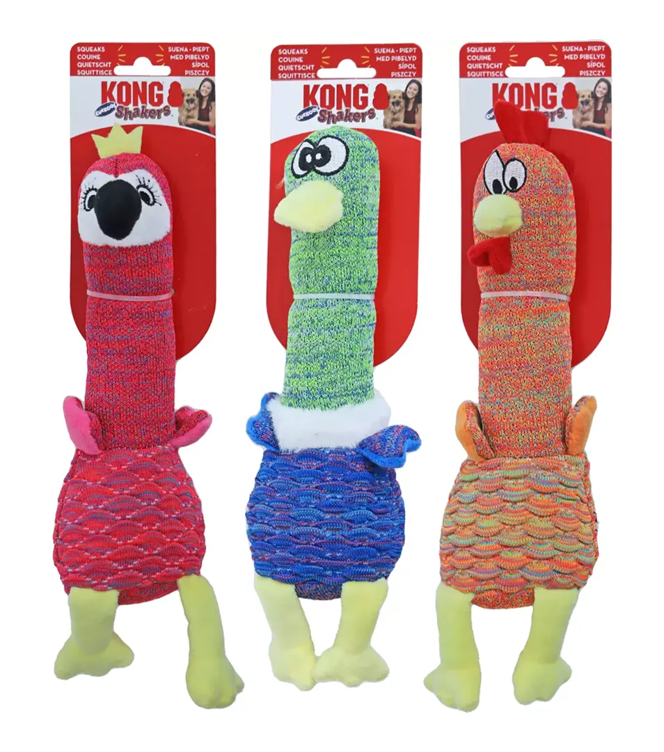 Hračka Kong Dog Shakers Cuckoos Zvieratká s pískatkom ass.  polyester M