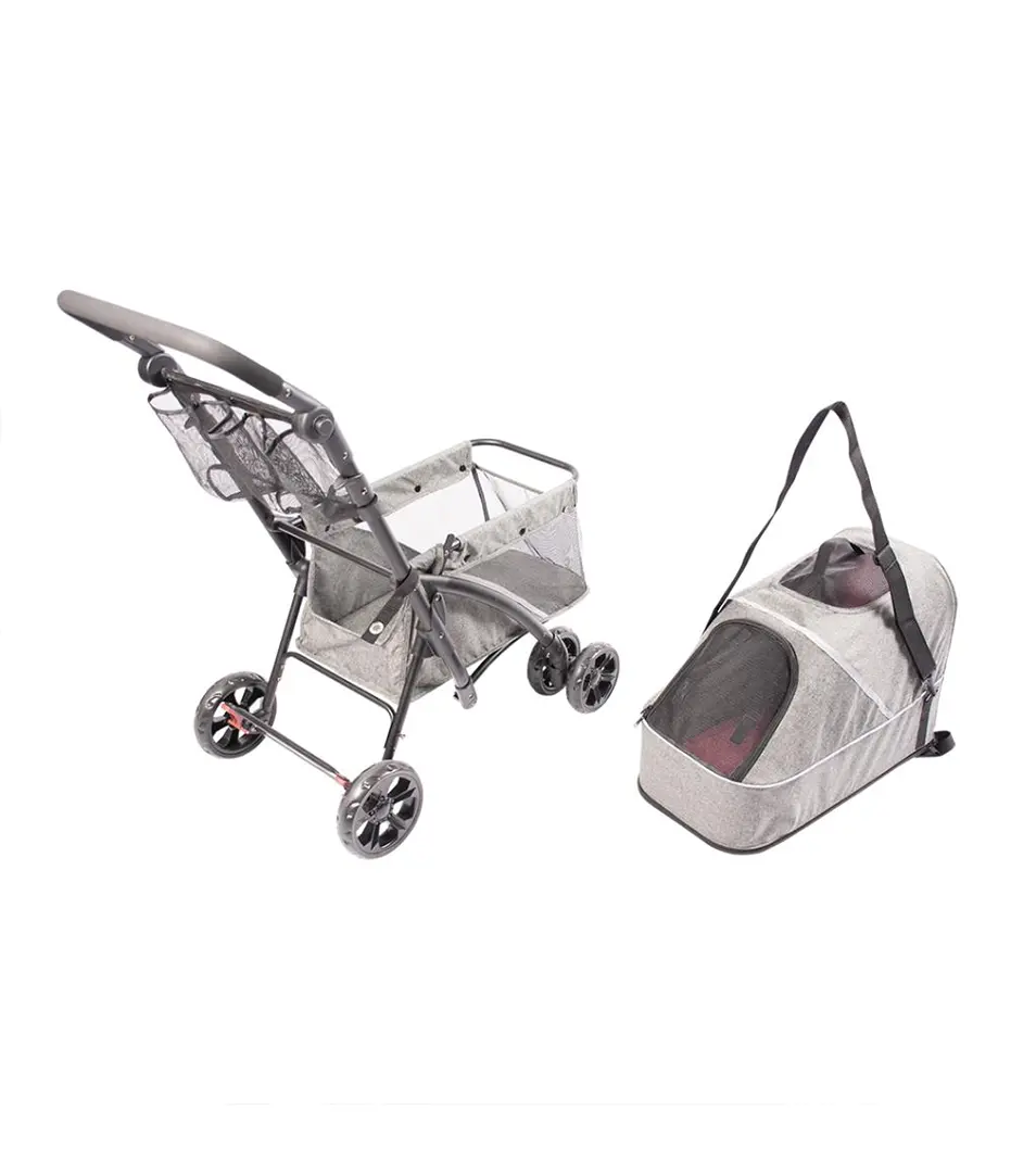Kočík PET BUGGY DELUXE šedý - max. nosnosť 15kg  79x46x99cm