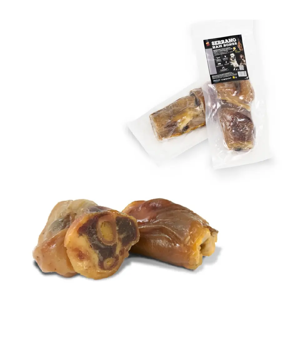 Mega veľká 1/2 šunková kosť pre psy 2ks Serrano cca 550 g