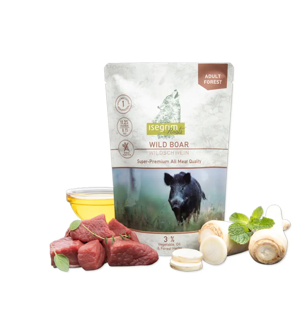 ISEGRIM dog Monoprotein Isegrim Roots, Wild Boar bal. 7 x 410 g kapsičky
