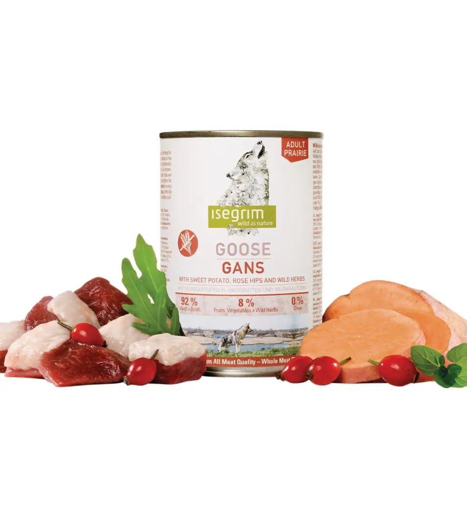 ISEGRIM dog Adult Goose with Sweet Potato, Rose Hip & Wild Herbs bal. 6 x 800 g konzerva