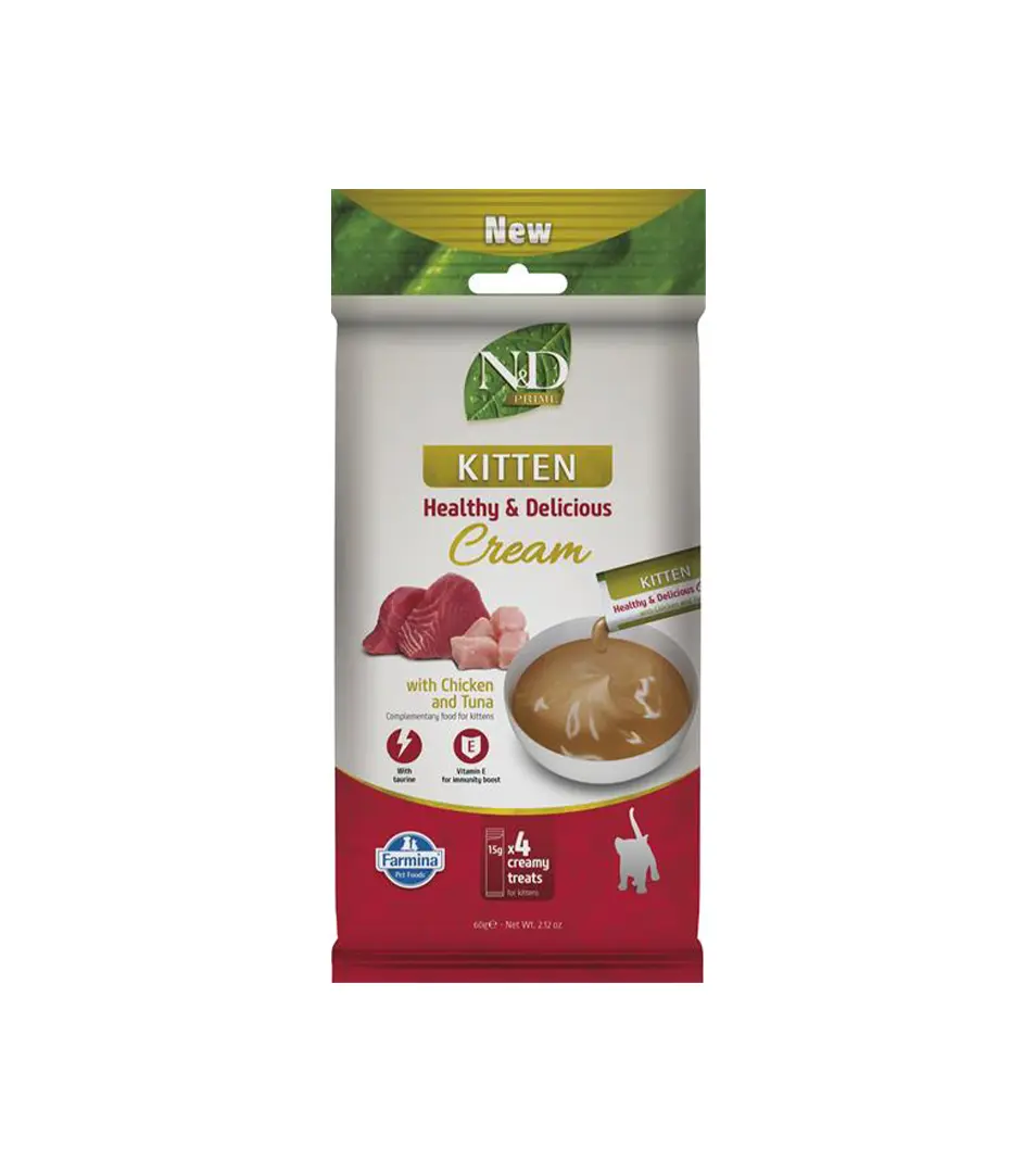 Pamlsok Farmina Creamy N&D Prime Cat with Chicken & Tuna Kitten 60 g