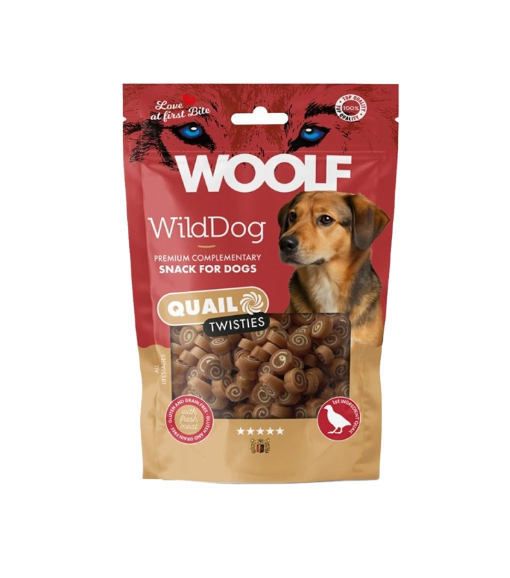 Pamlsok WOOLF WildDog Quail & Cod Twisties 100 g