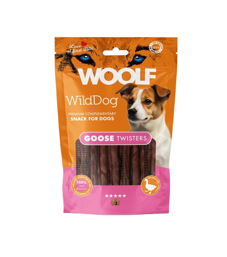 Pamlsok WOOLF WildDog Goose Twister 100 g