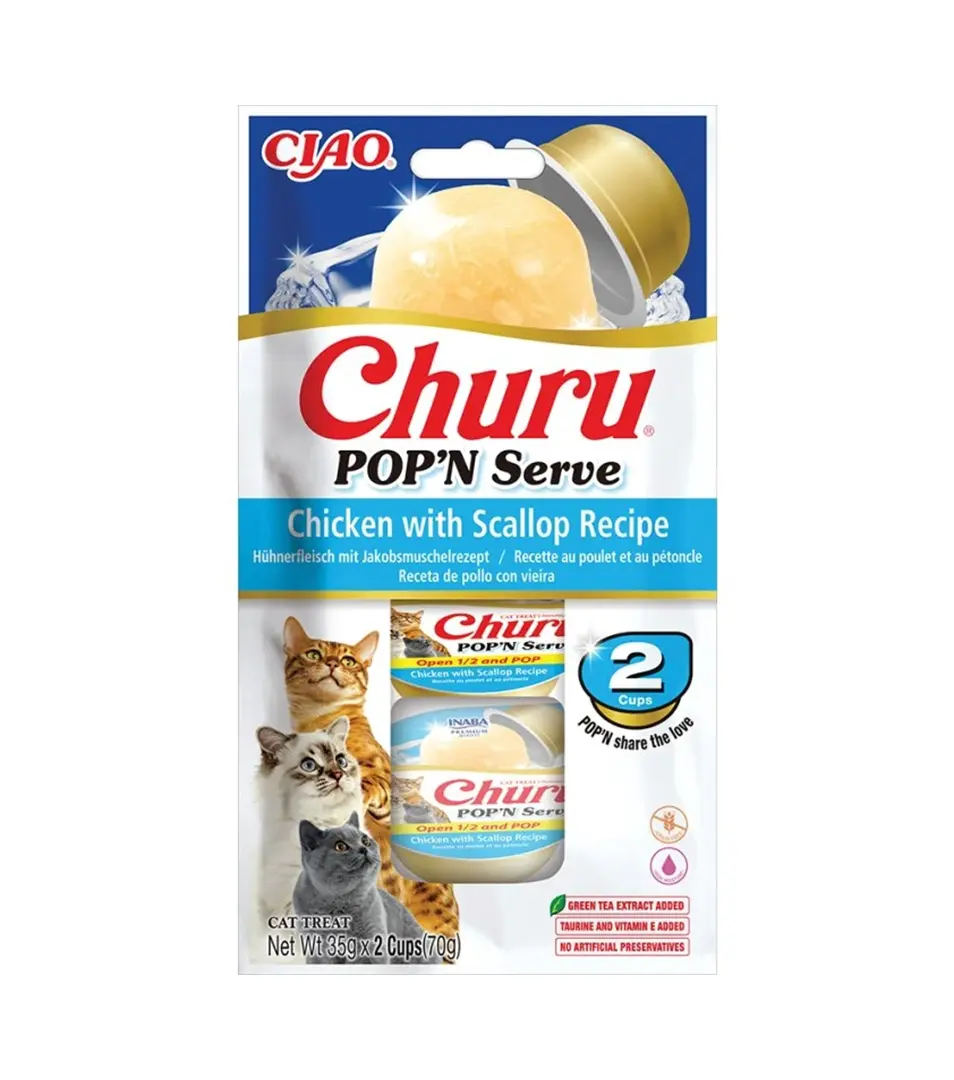 Pamlsok Inaba Churu POP'N Serve cat kura & hrebenatky 2 x 35 g