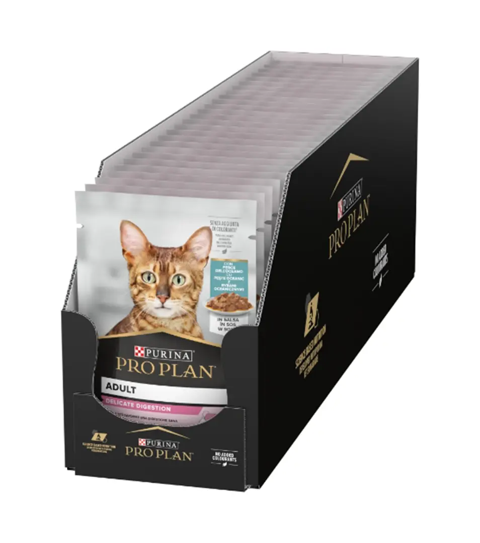 PRO PLAN CAT DELICATE DIGESTION, mokré krmivo pre mačky s morkou 26x 85 g
