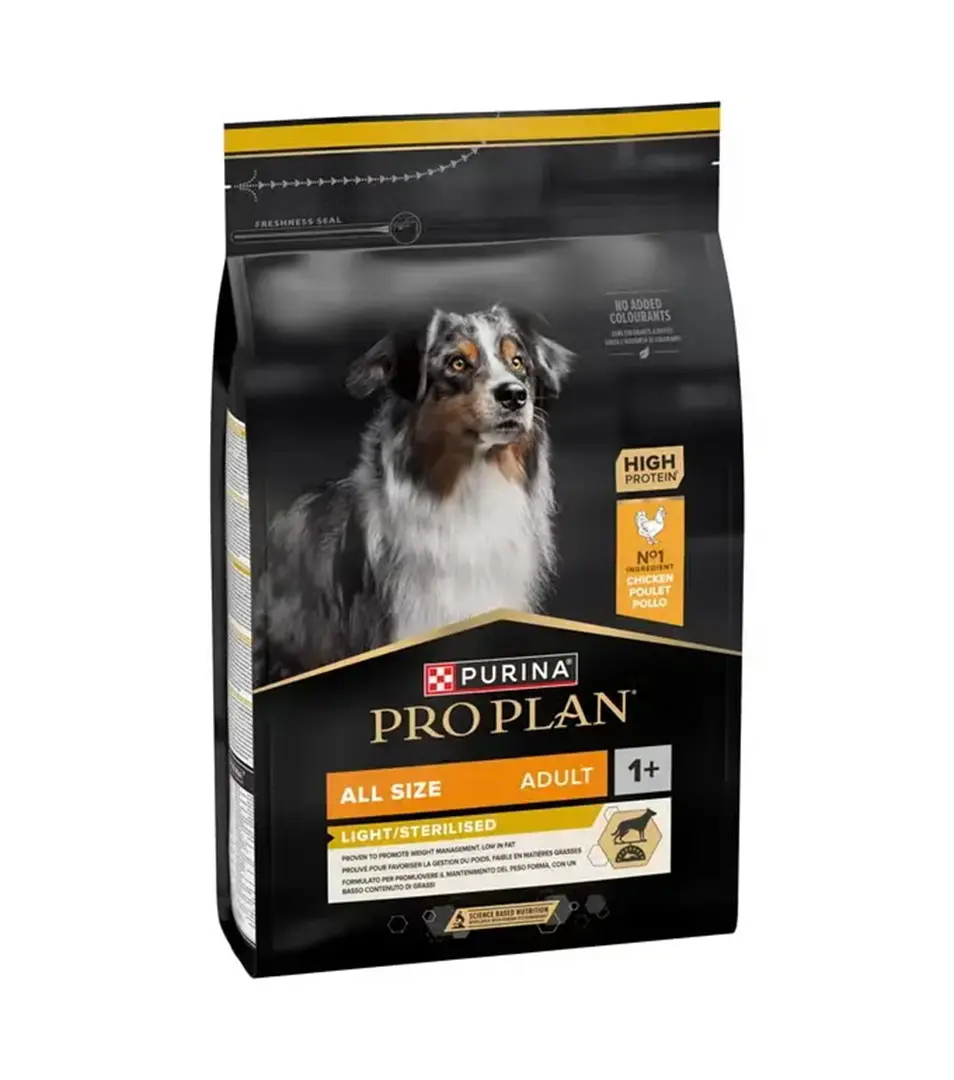 PRO PLAN All Sizes Adult Light Sterilised, granule pre psov s kuraťom 3 kg