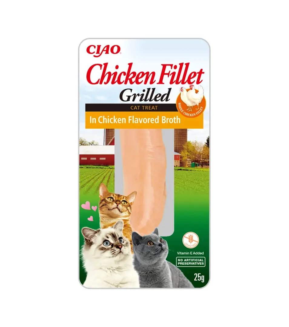 Pamlsok Inaba Churu Grilled cat Kura v kuracom vývare 1 ks 25 g