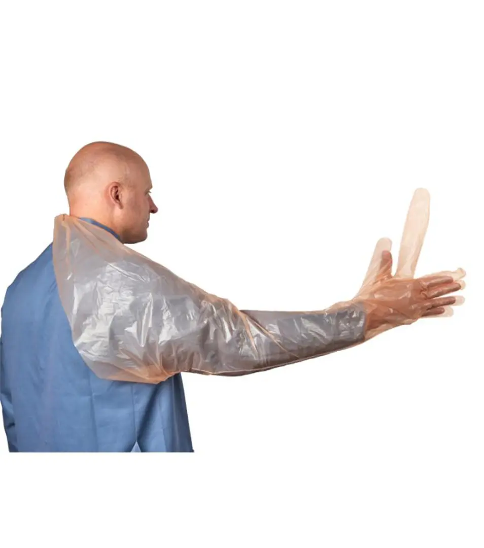 Rukavice vyšetrovacie KRUTEX SonoSleeve s náramenníkom, oranžové 90 cm, 50 ks