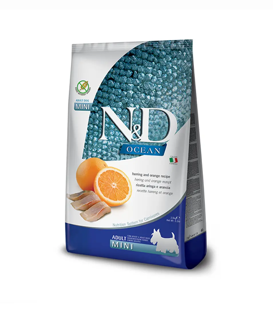 Farmina N&D dog OCEAN (GF) adult mini, herring & orange 7 kg
