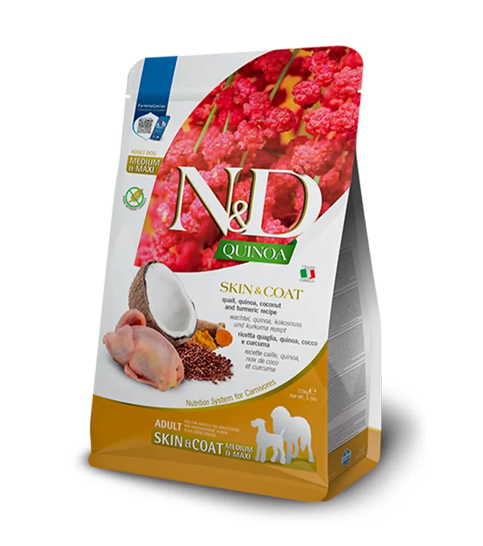 Farmina N&D dog QUINOA (GF) adult medium,maxi skin & coat, quail & coconut 2,5 kg