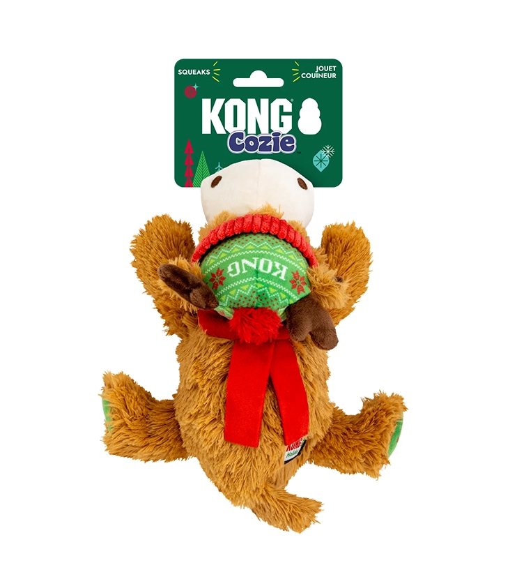 Hračka KONG Holiday Cozie™ Reindeer RG Md s pískatkom, polyester
