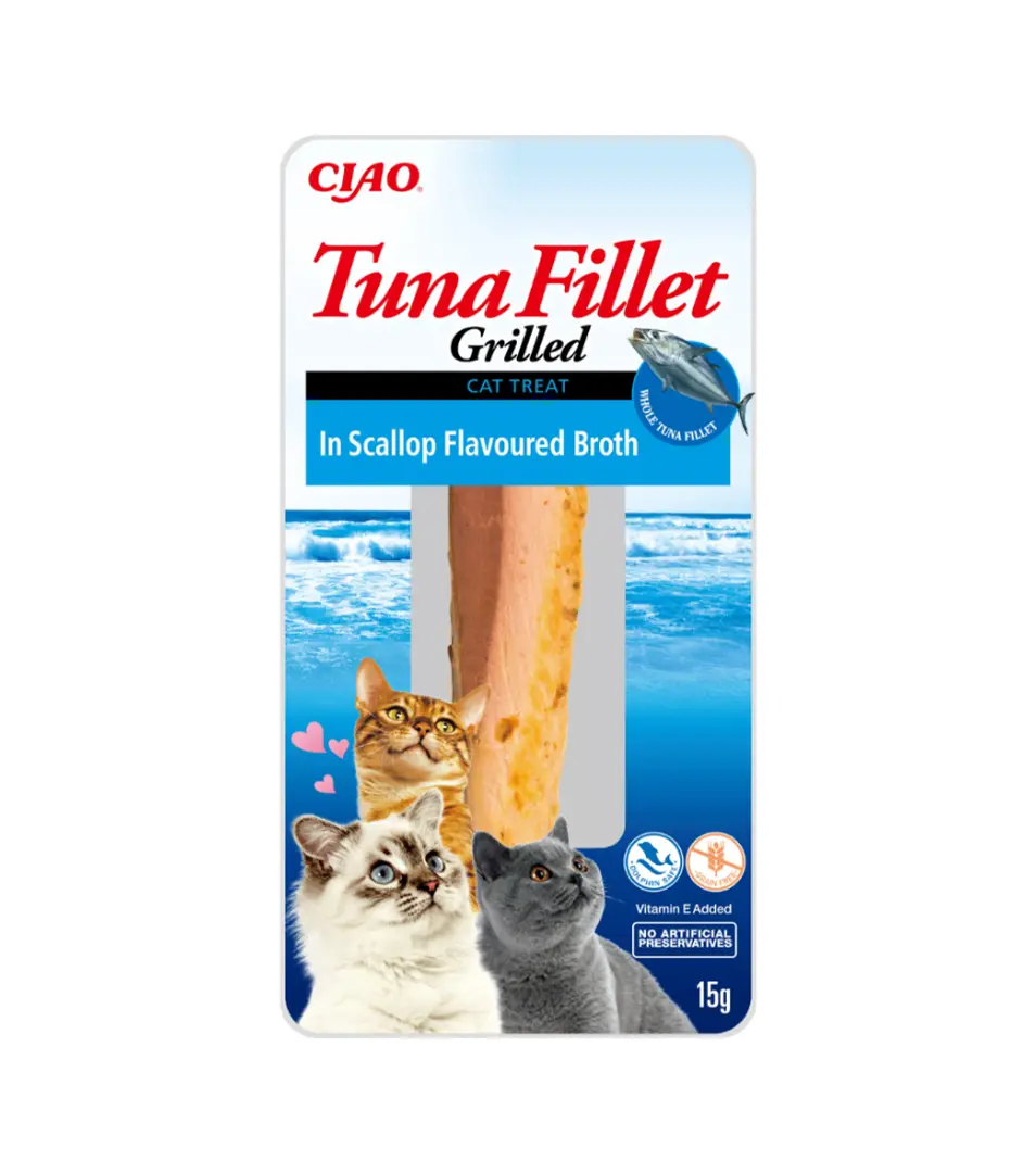 Pamlsok Inaba Churu Grilled cat Tuniak vo vývare z hrebenatky 12 ks 180 g