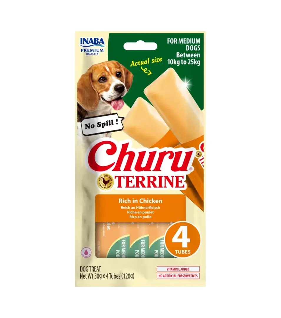 Pamlsok Inaba Churu Terrine dog kura 4 x 30 g