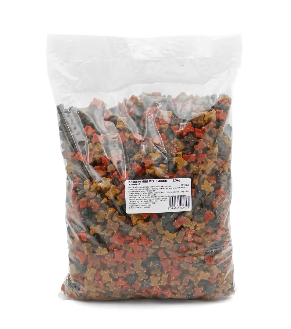 Kostičky MINI MIX 6 druhov 2,5 kg - polomäkká maškrta