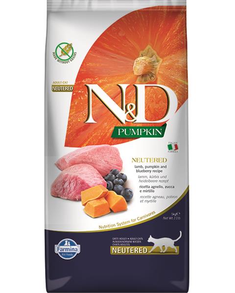 Farmina N&D cat PUMPKIN (GF) adult, neutered, lamb & blueberry 5 kg