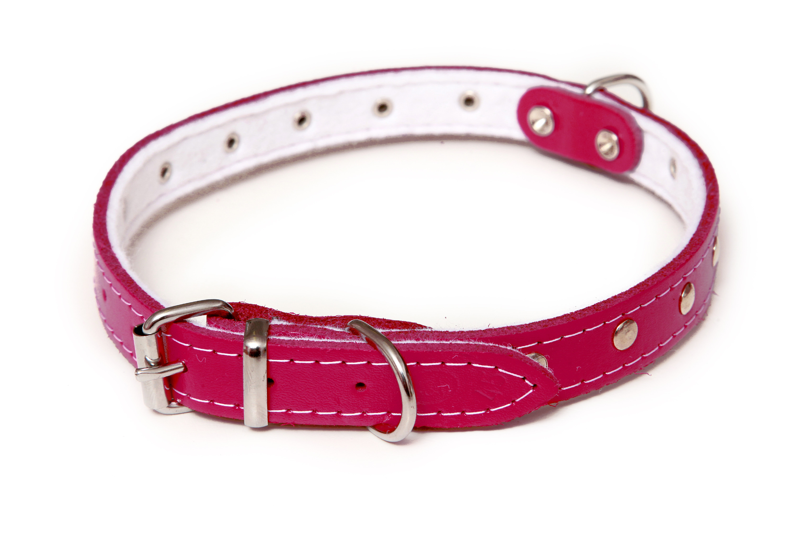 BAFPET Kožený obojek podšitý, zdobený nýty Barva: Přírodní, Rozměr: 14mm x 35cm /26-32/ 01111