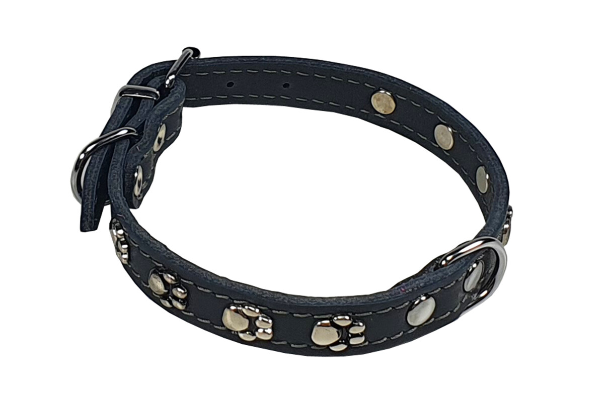 BAFPET Obojky semišové zdobené tlapičkami Barva: Fuchsie, Rozměr: 14mm x 35cm /26-33/ 02106T