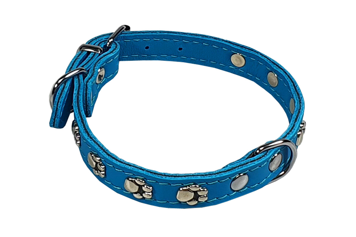 BAFPET Obojky semišové zdobené tlapičkami Barva: Fuchsie, Rozměr: 16mm x 40cm /31-38/ 02107T