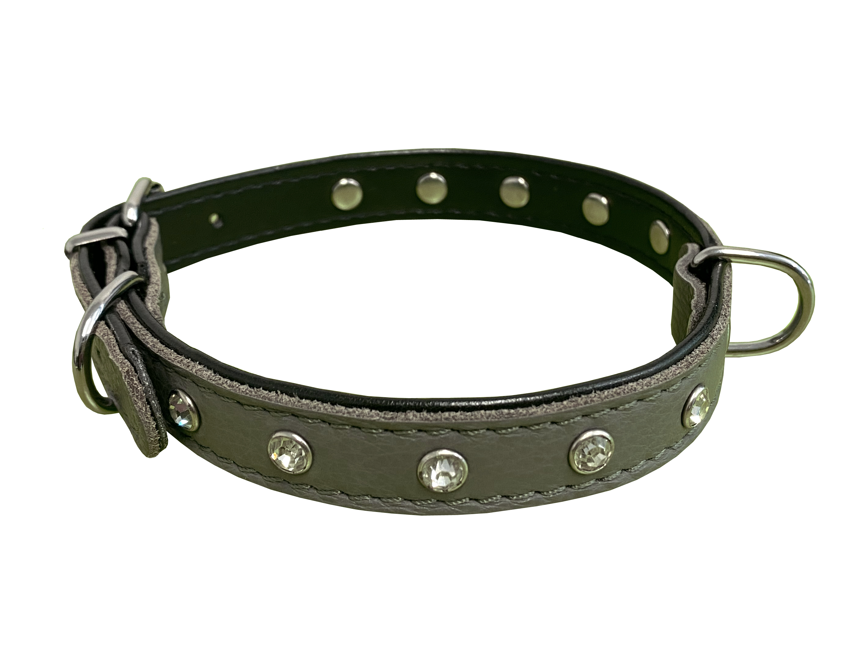 BAFPET Kožený obojek zdobený kamínky Barva: Červená, Rozměr: 14mm x 35cm /27-33/ 03108