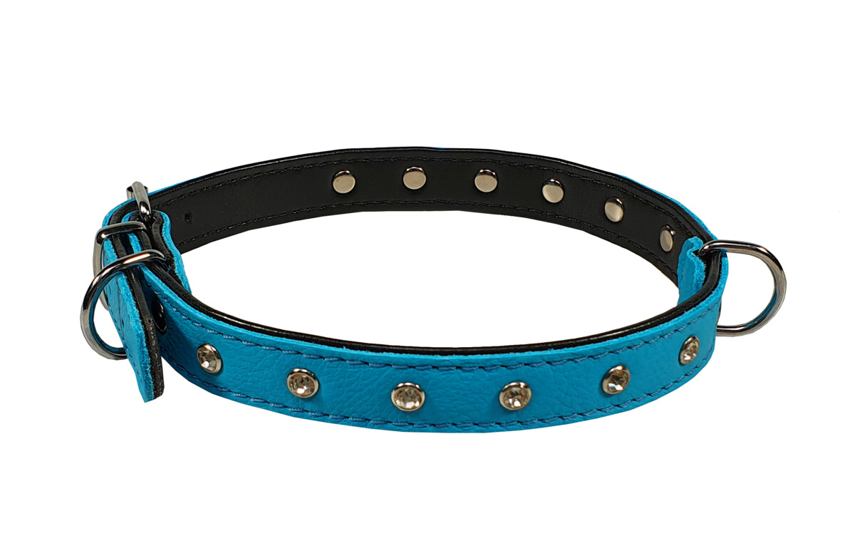 BAFPET Kožený obojek zdobený kamínky Barva: Červená, Rozměr: 16mm x 40cm /32-38/ 03109