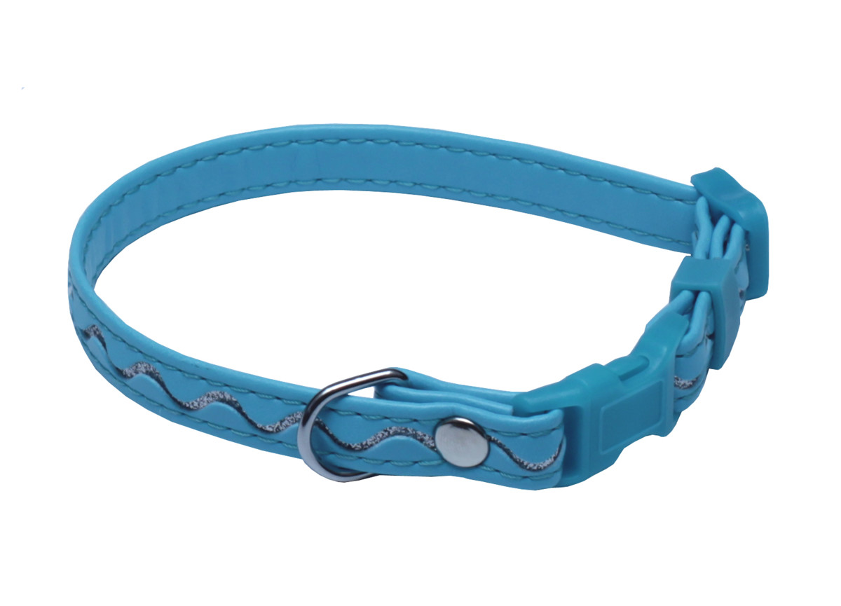 BAFPET Obojky zdobené STŘÍBRNOU VLNKOU Barva: Béžová, Rozměr: 12mm x 18-28cm 03123V