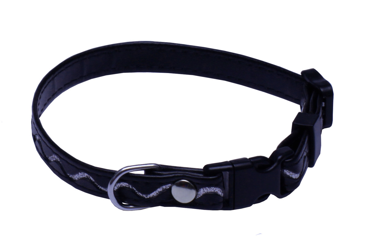 BAFPET Obojky zdobené STŘÍBRNOU VLNKOU Barva: Zelená, Rozměr: 12mm x 18-28cm 03123V