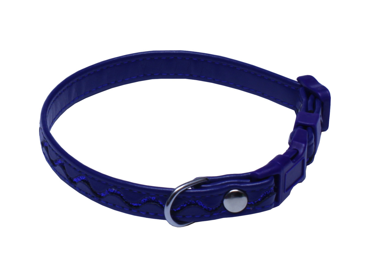 BAFPET Obojky zdobené STŘÍBRNOU VLNKOU Barva: Zelená, Rozměr: 12mm x 18-28cm 03123V