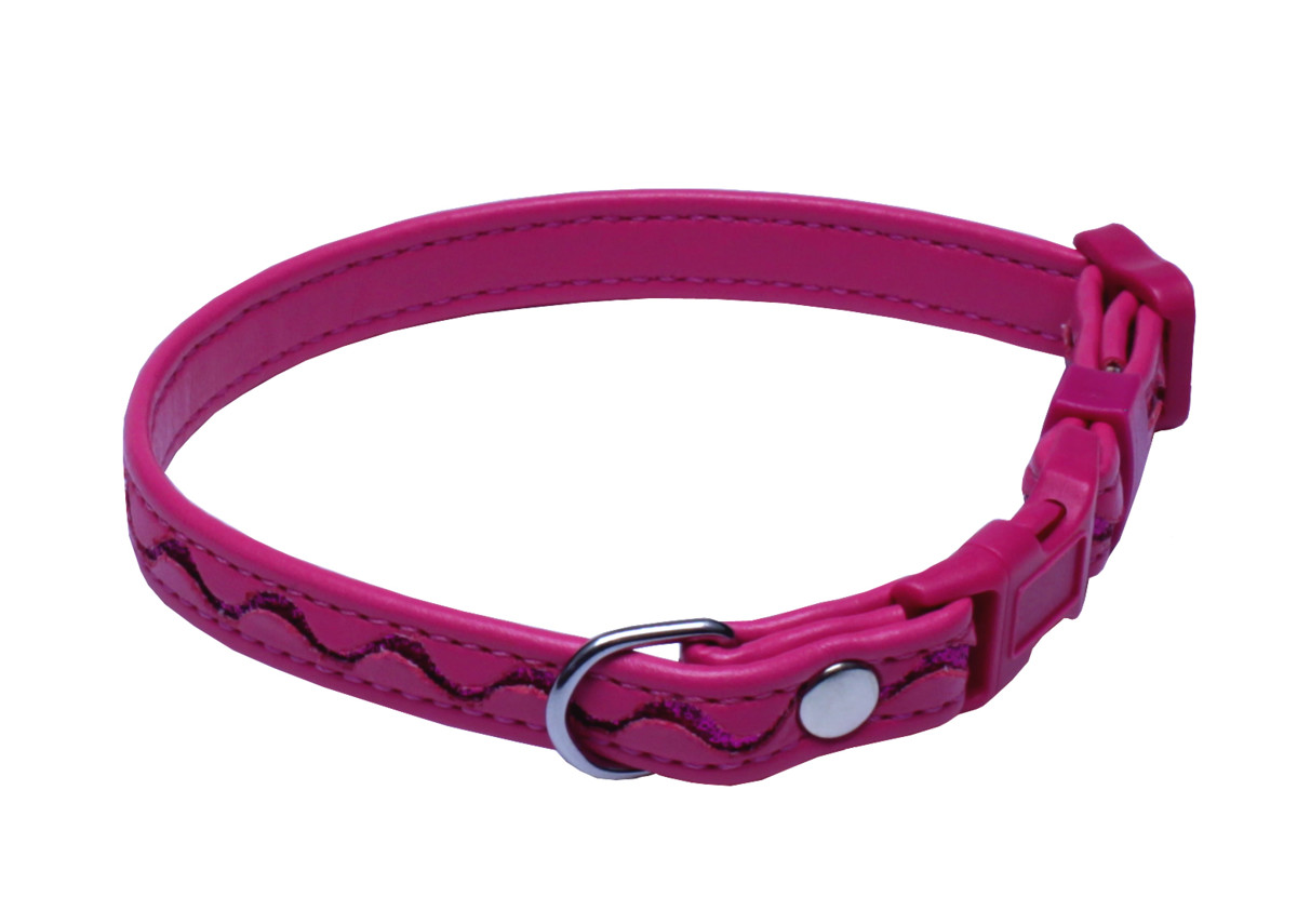 BAFPET Obojky zdobené STŘÍBRNOU VLNKOU Barva: Žlutá, Rozměr: 12mm x 18-28cm 03123V