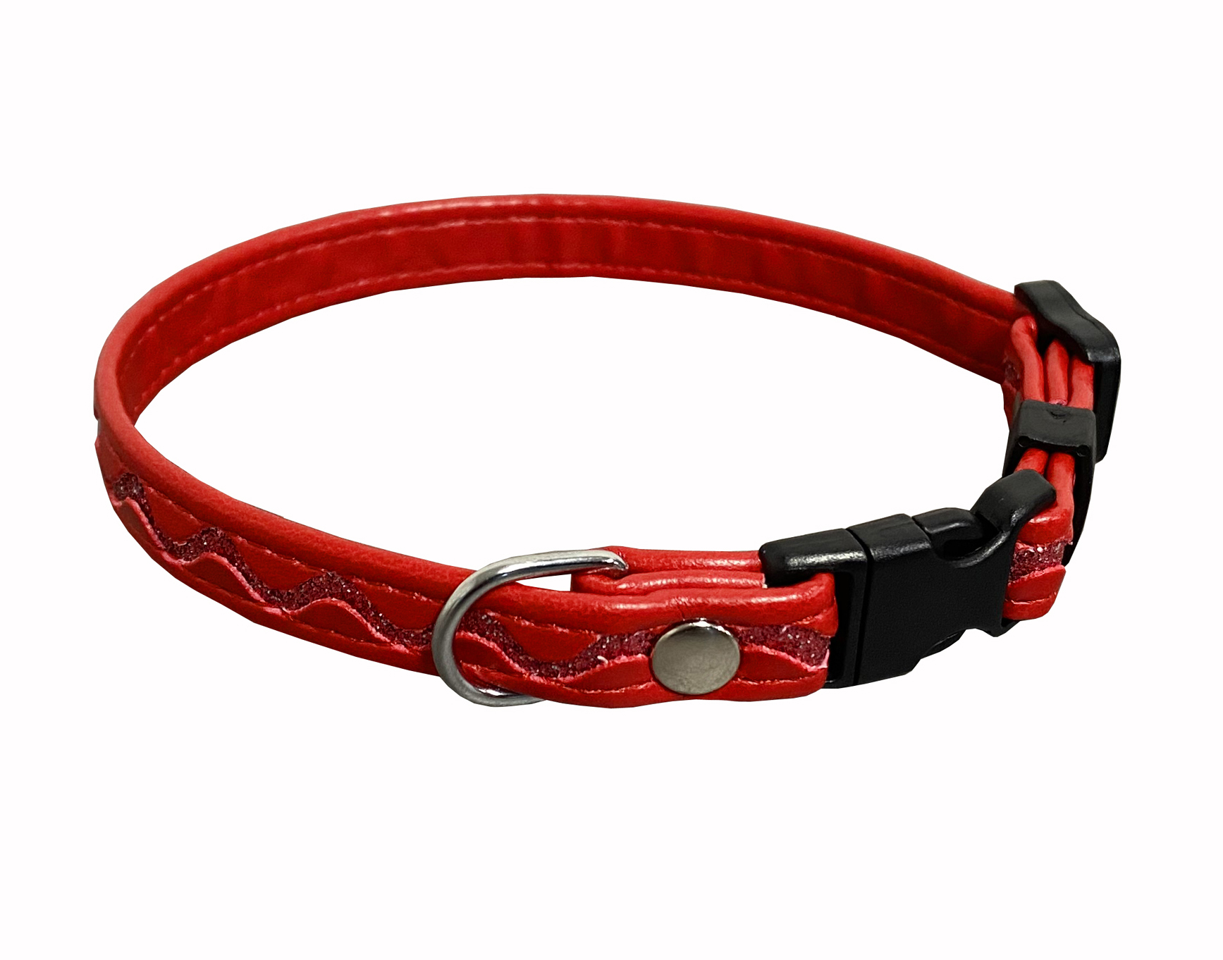 BAFPET Obojky zdobené STŘÍBRNOU VLNKOU Barva: Béžová, Rozměr: 12mm x 20-35cm 03124V