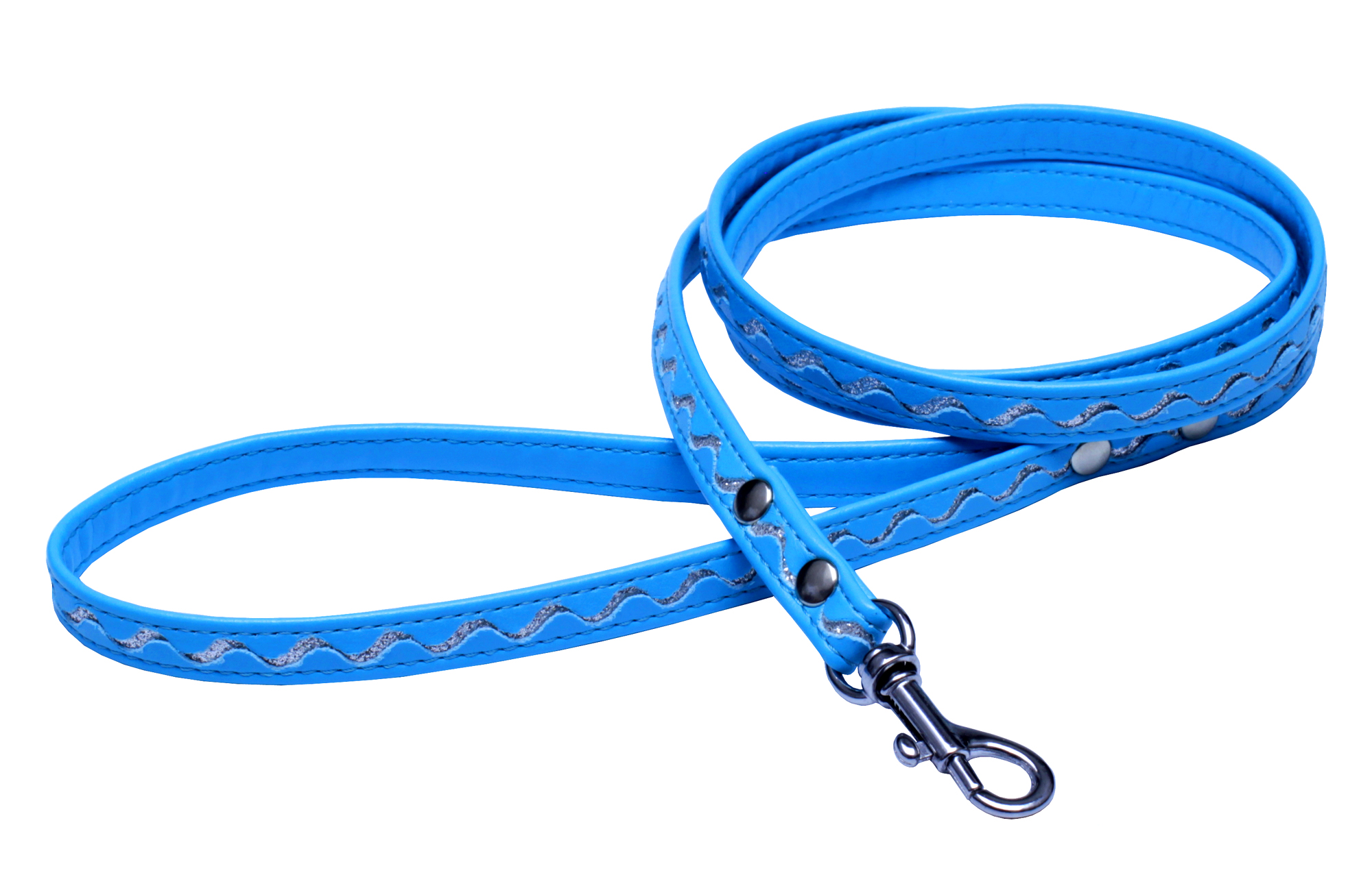 BAFPET Vodítka zdobená STŘÍBRNOU VLNKOU Barva: Červená, Rozměr: 12mm x 120cm 03220V