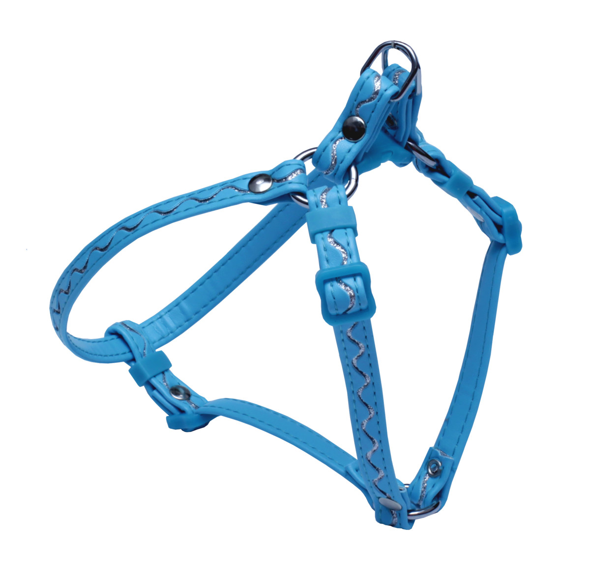 BAFPET Postroj zdobený STRIEBORNOU VLNKOU Farba: Čierna, Veľkosť: 12mm x OH 28-42cm